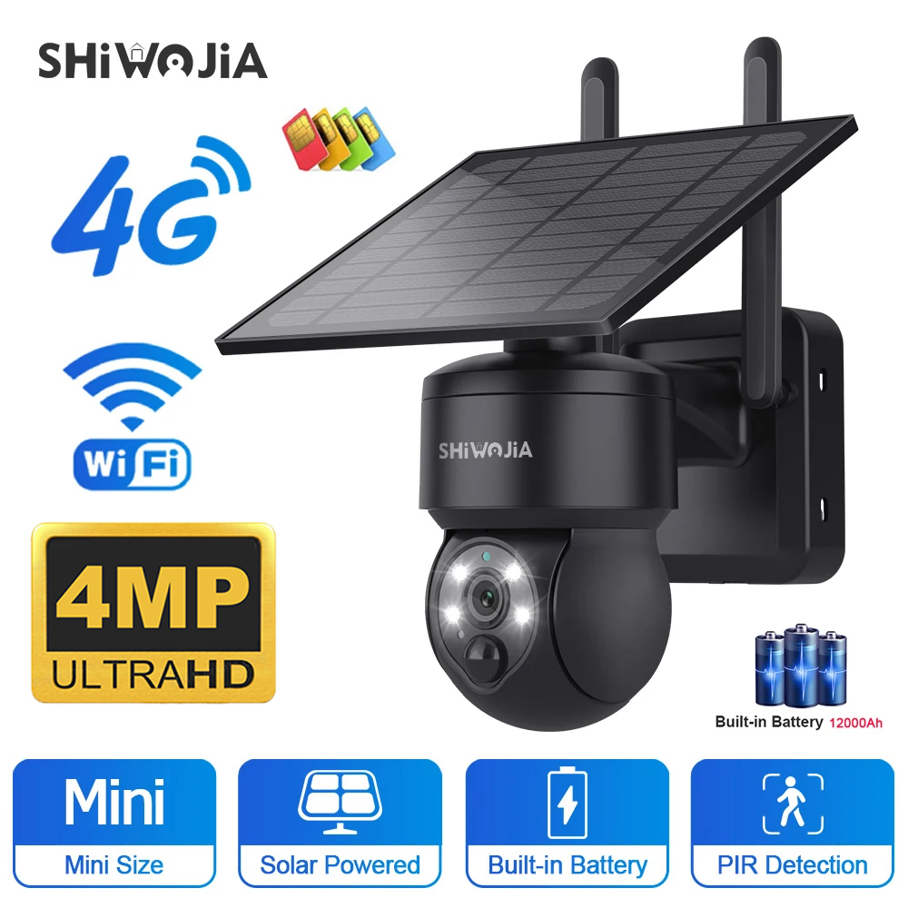 Home Security Panel - SHIWOJIA WIFI Wireless PTZ telecamera solare