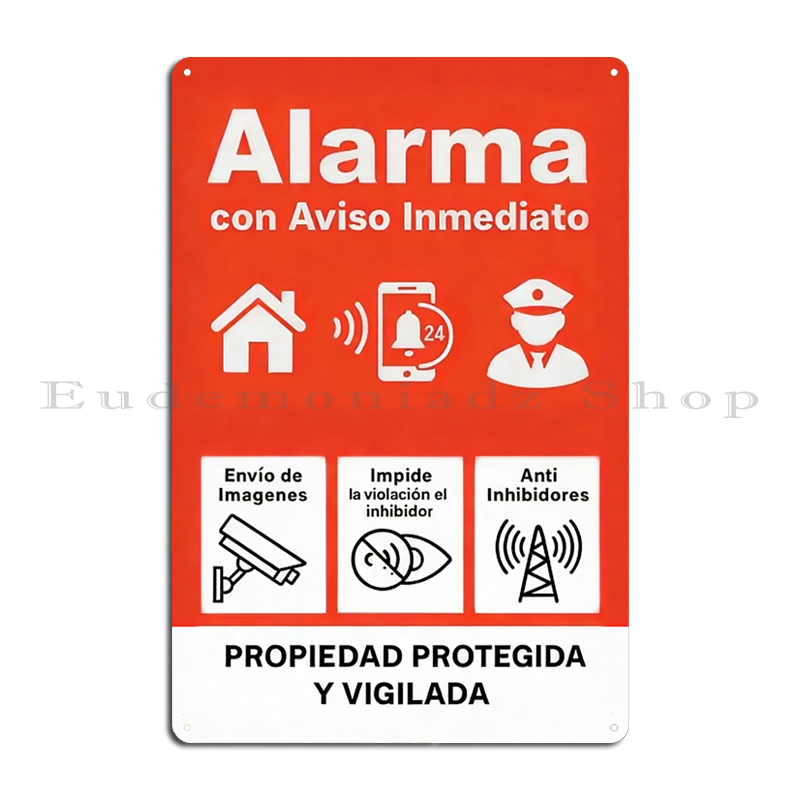Home Security Gadgets - Targa in Metallo Vintage con Sistema